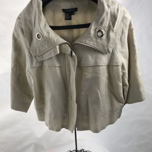 Sandro sz12 crop washed linen/rayon cream jacket
